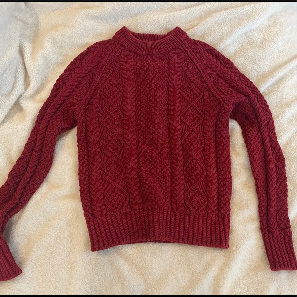 LL Bean Fisherman Crimson Sweater S